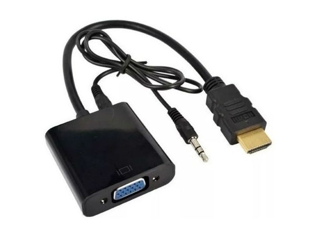 &uu CONVERTIDOR CABLE HDMI A VGA + AUDIO
